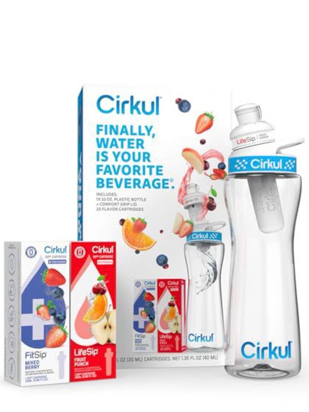 Cirkul Flavor Water Bottle Set in Blue and Clear